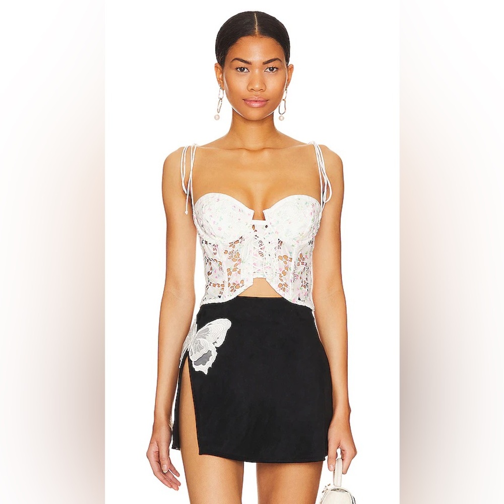 For Love and Lemons Kyra Bustier Lace Crop Top